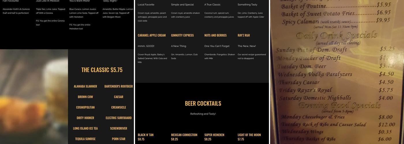 Yorkton Hotel- Rayzr's Pub Menu