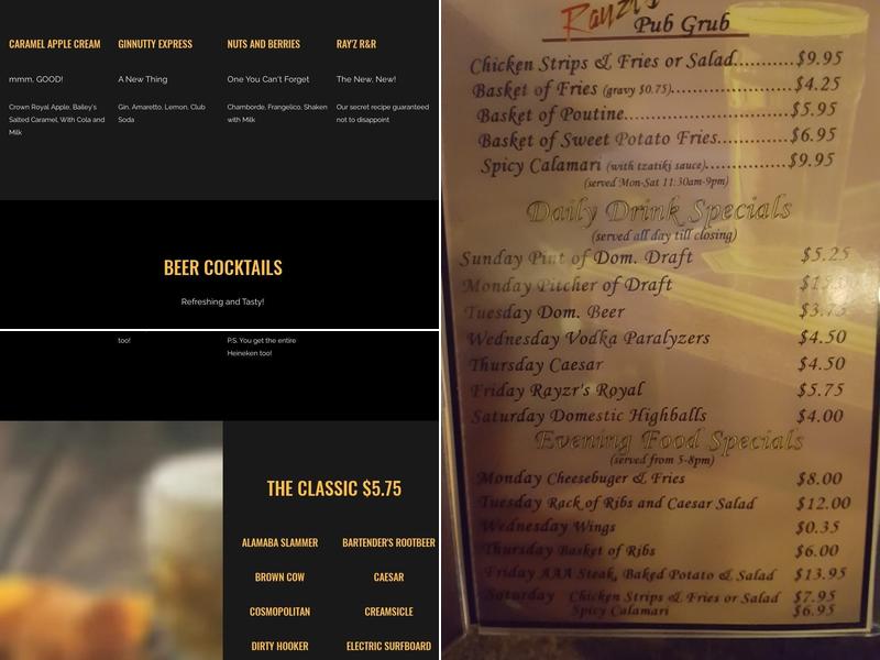 Yorkton Hotel- Rayzr's Pub Menu