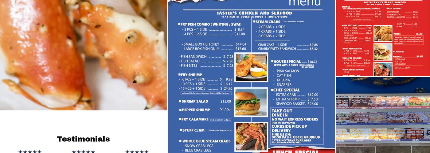 Tastee's Chicken and Seafood Menu
