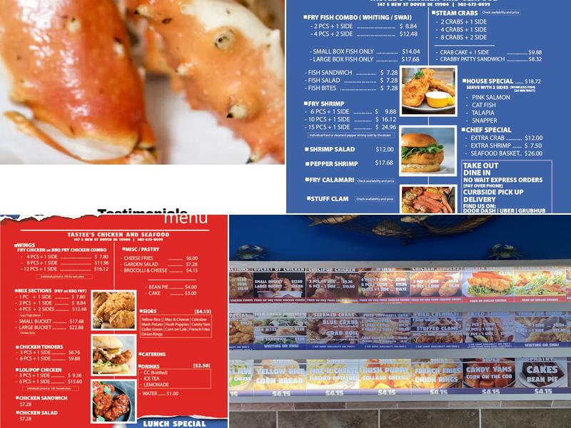 Tastee's Chicken and Seafood Menu