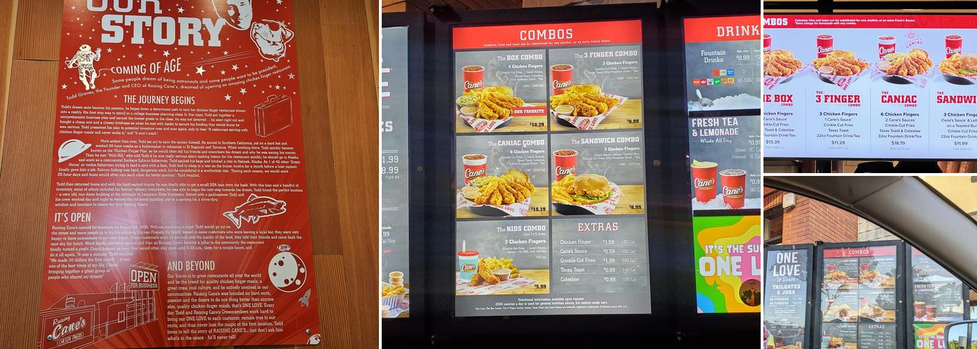 Raising Cane's Chicken Fingers Menu