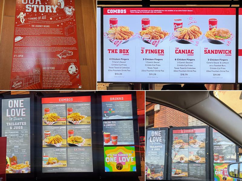 Raising Cane's Chicken Fingers Menu