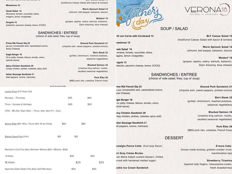 Verona18 Menu