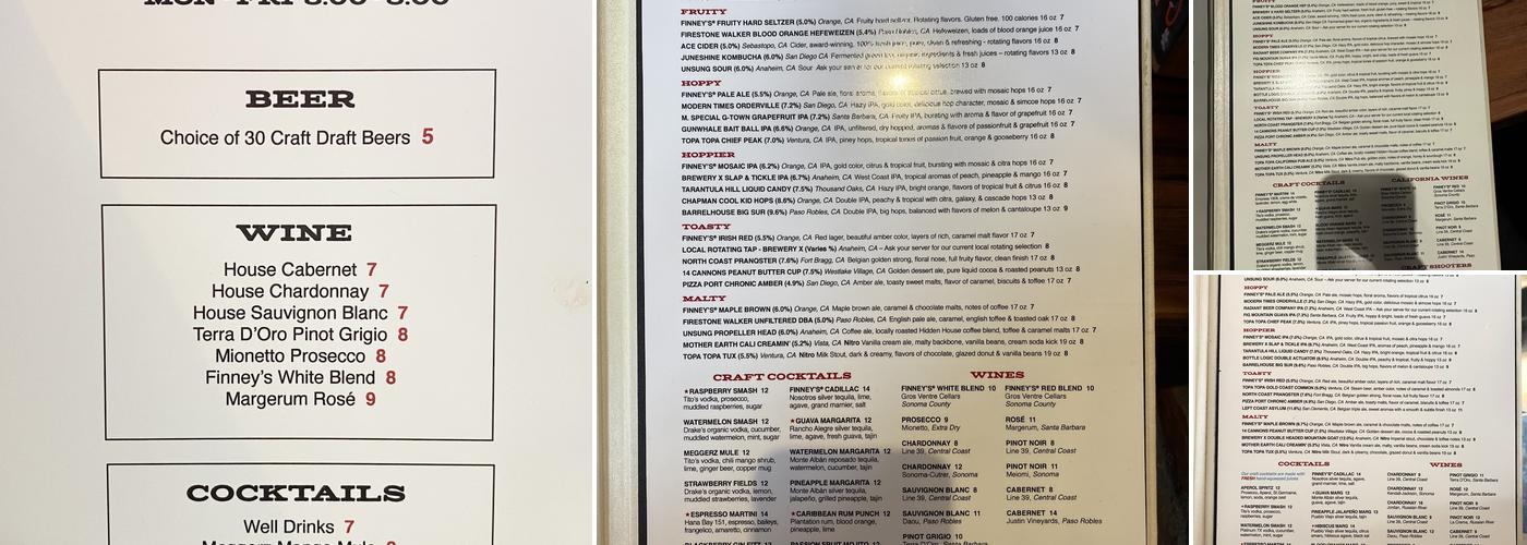 Finney's Crafthouse - Orange Menu