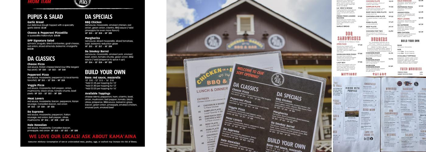 Da Pizza Place Menu