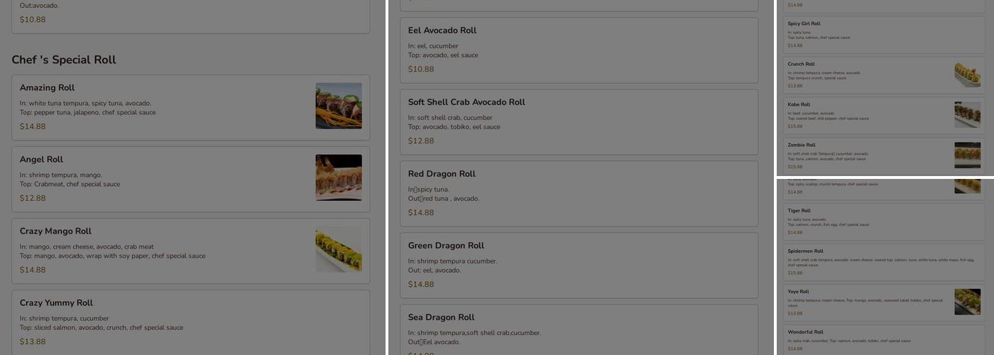 Tokyo Menu