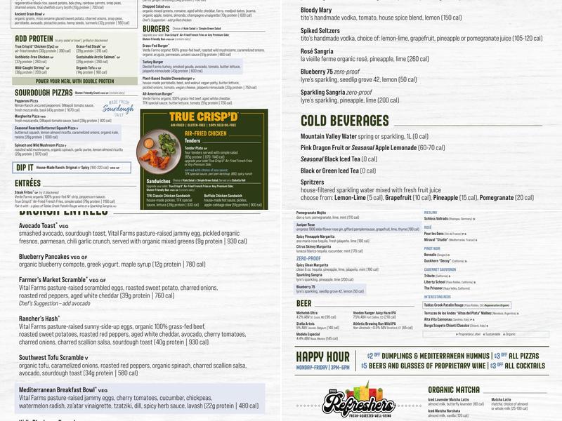True Food Kitchen Menu
