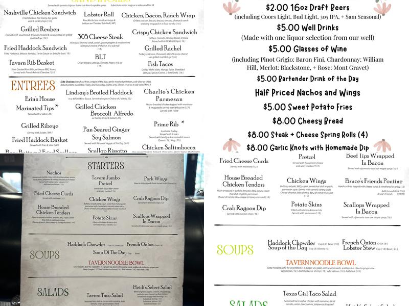 Tavern on the Hill 305 Menu