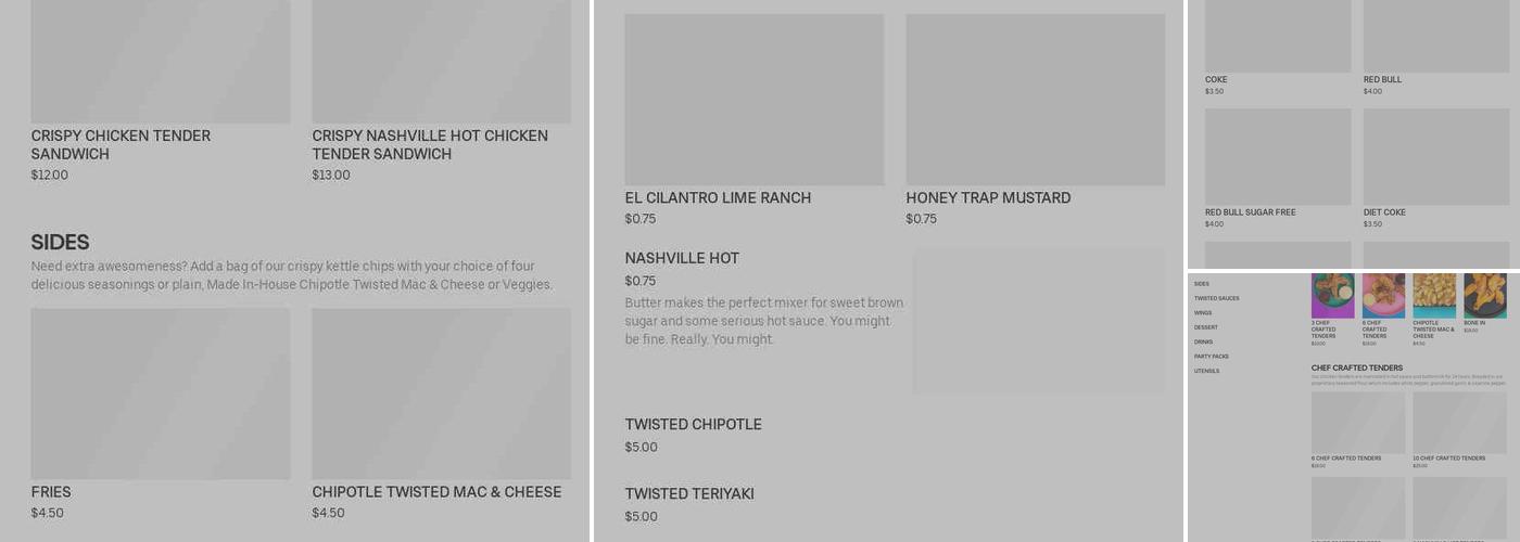 Twisted Tenders Menu