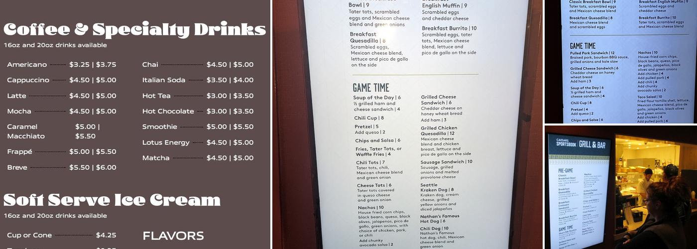 Caesars Sports Grill & bar Menu