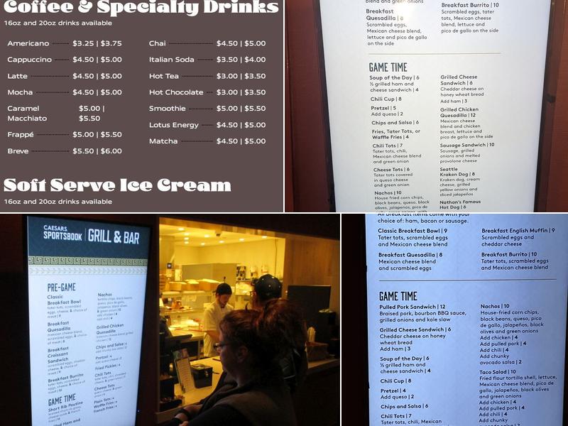 Caesars Sports Grill & bar Menu