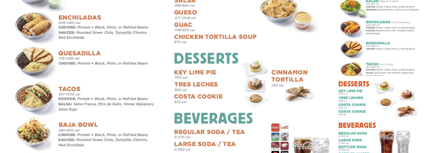 Costa Vida Menu