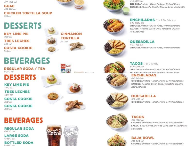 Costa Vida Menu