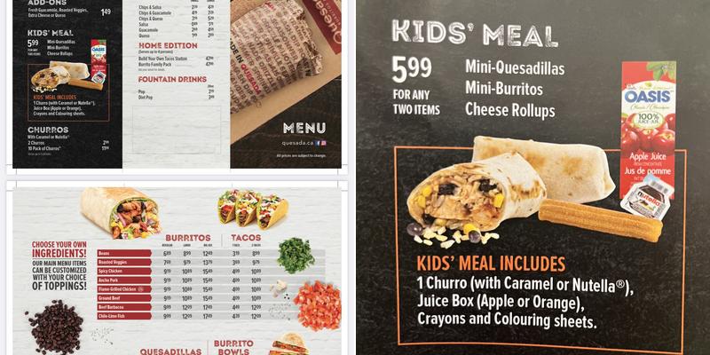 Quesada Burritos & Tacos Menu