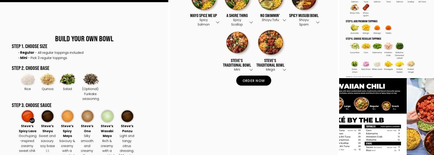 Steve's Poké Bar Menu