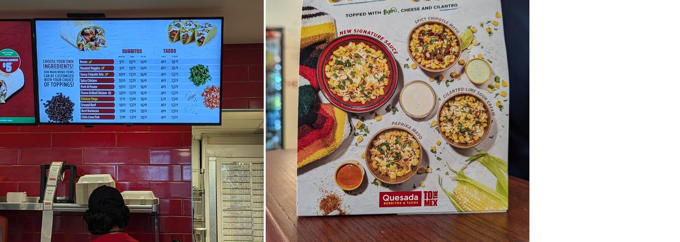 Quesada Burritos & Tacos Menu