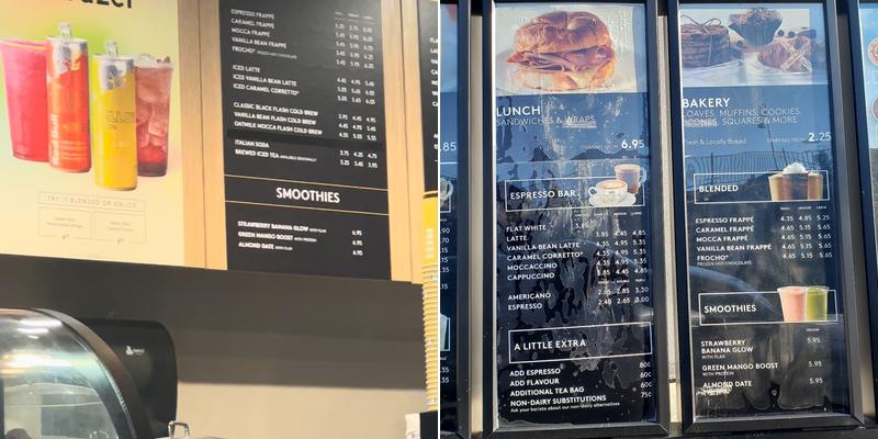 Second Cup Café Menu