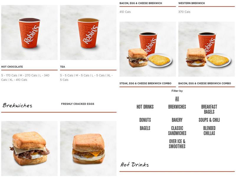 Robin's Donuts Menu
