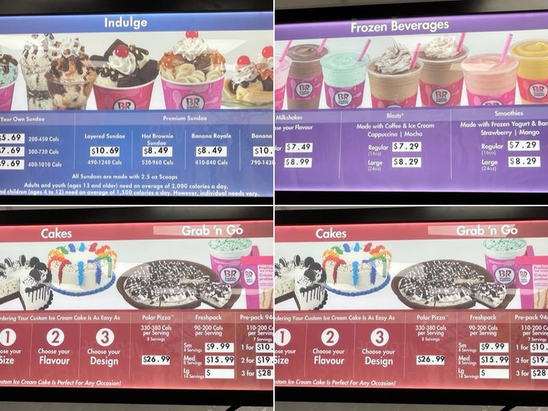 Baskin Robbins Menu
