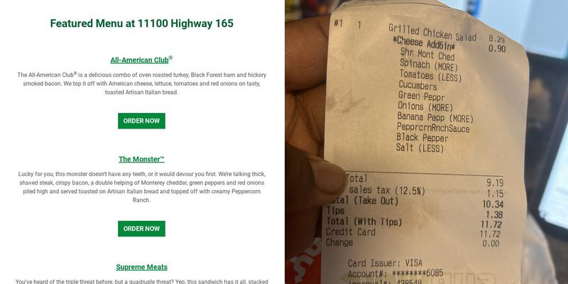 Subway Menu