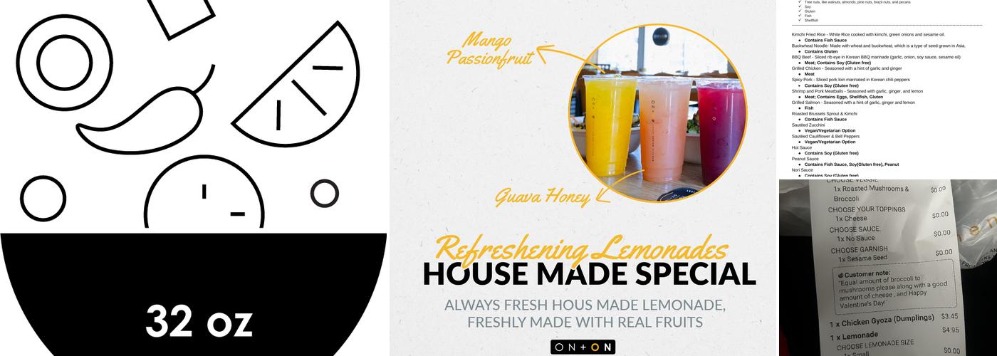 ON+ON - Fresh Korean Kitchen Menu