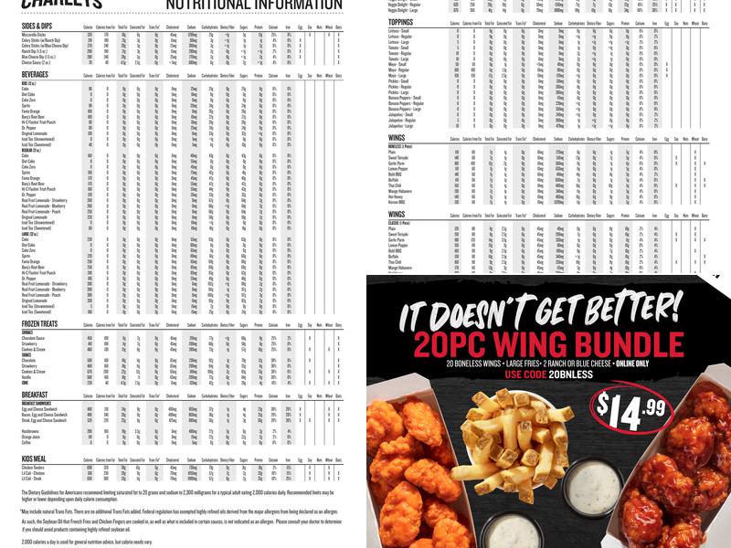 Charleys Cheesesteaks and Wings Menu