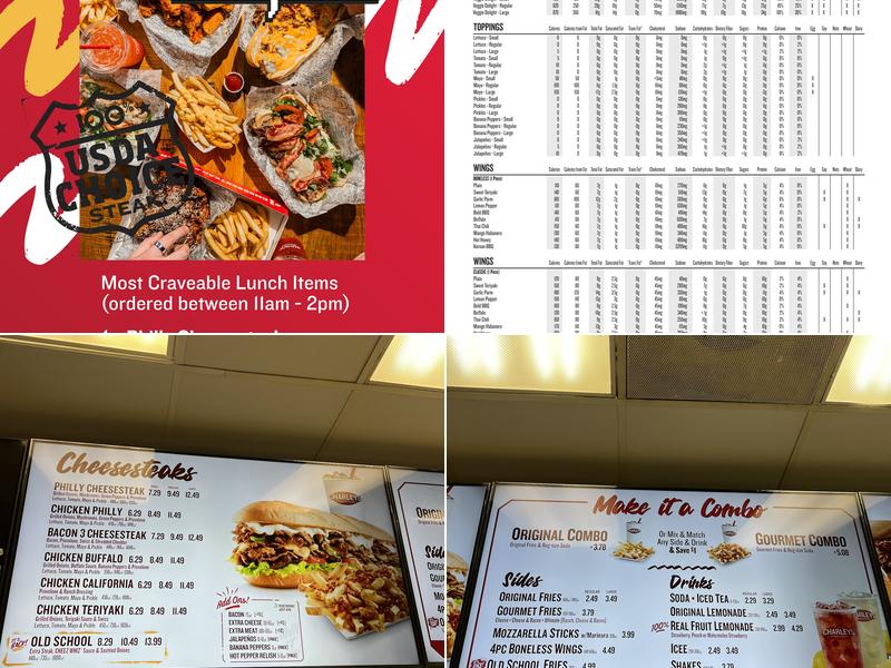 Charleys Philly Steak Menu