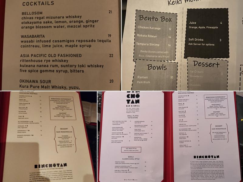 Binchotan Bar & Grill Menu