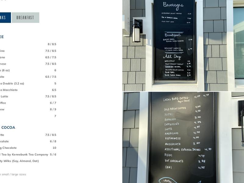 Bald Head Coffee Co. + Market Menu