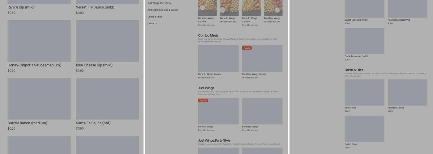 It's Just Wings Menu