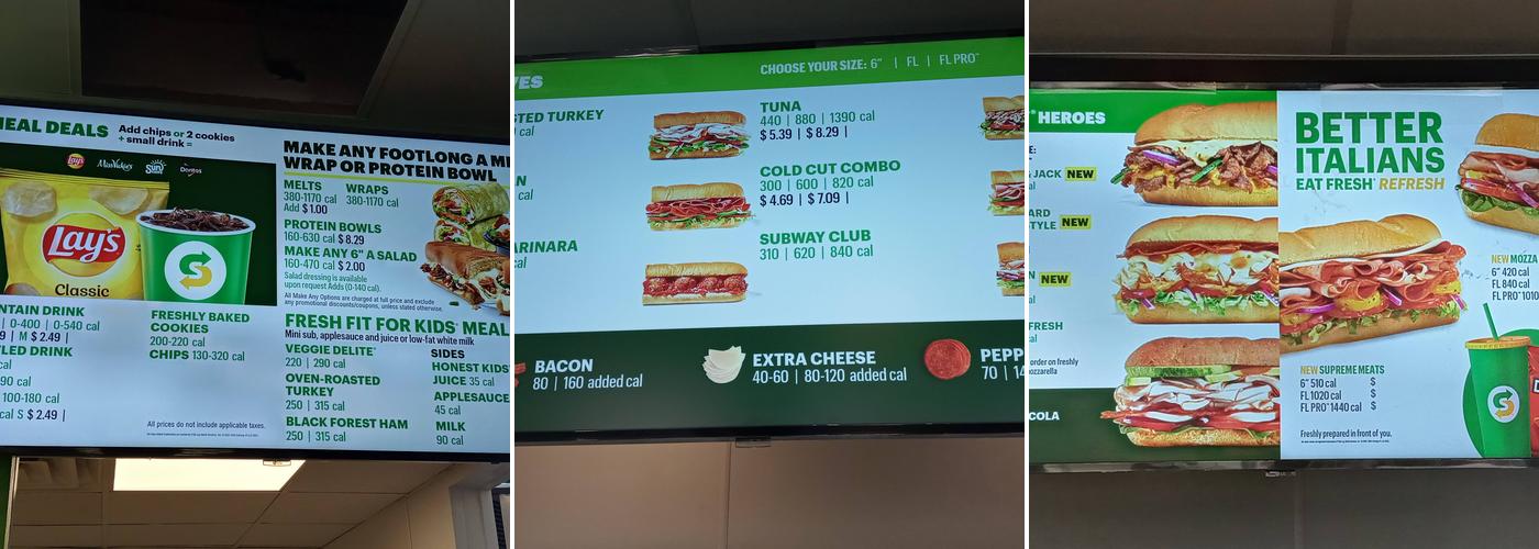 Subway Menu