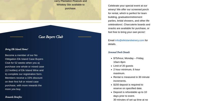 Elk Island Winery Menu