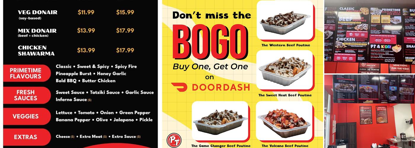 PrimeTime Donair & Poutine Menu
