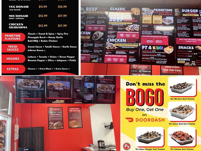 PrimeTime Donair & Poutine Menu