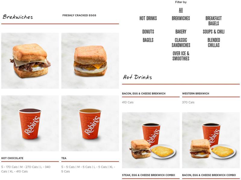Robin's Donuts Menu