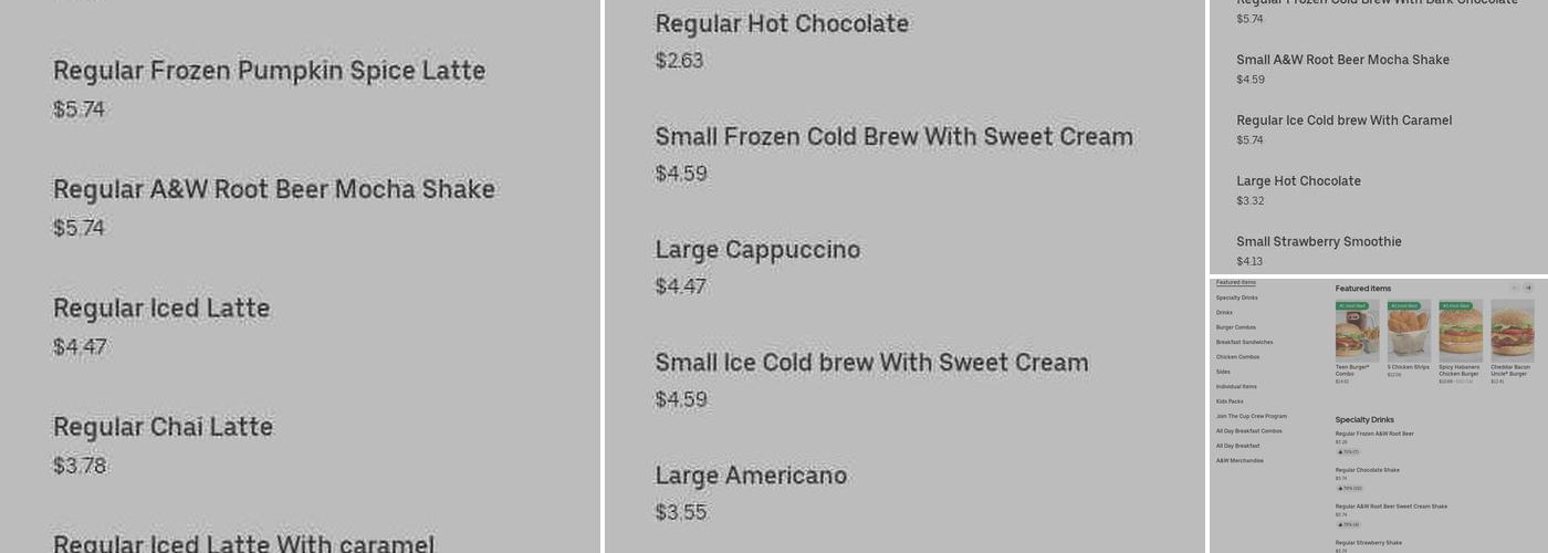 A&W Canada Menu