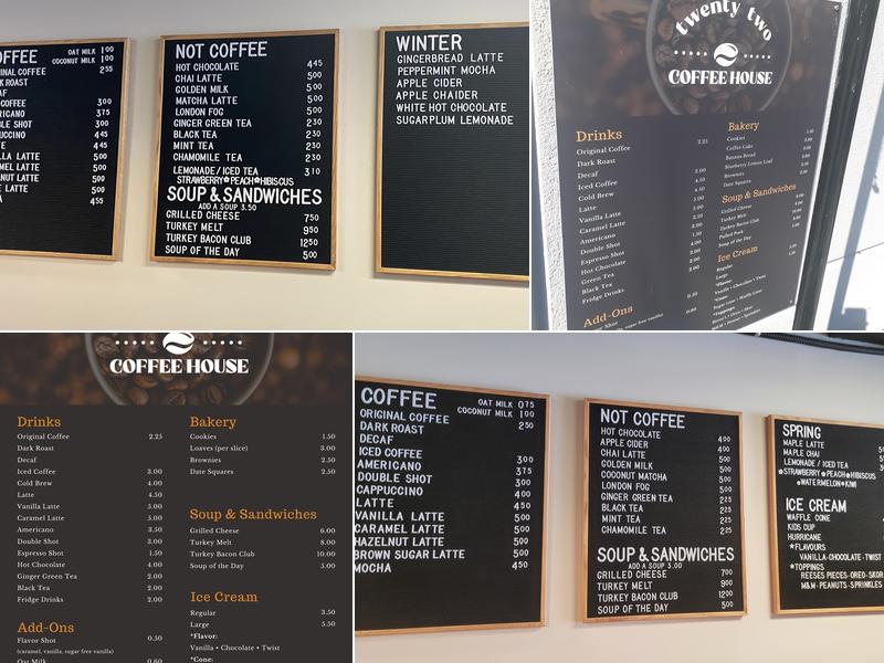Twenty Two Coffee House Menu