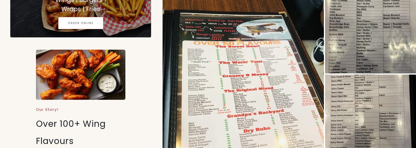 Wing House Bracebridge Menu