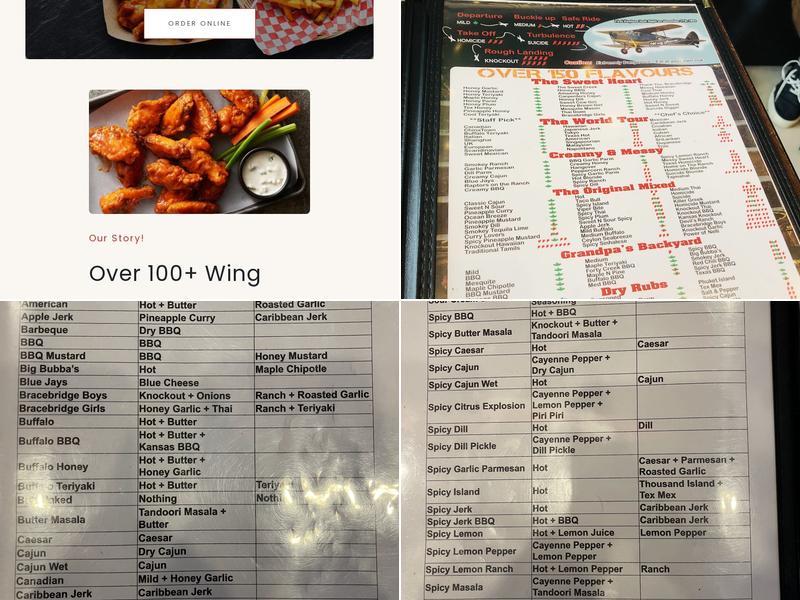 Wing House Bracebridge Menu