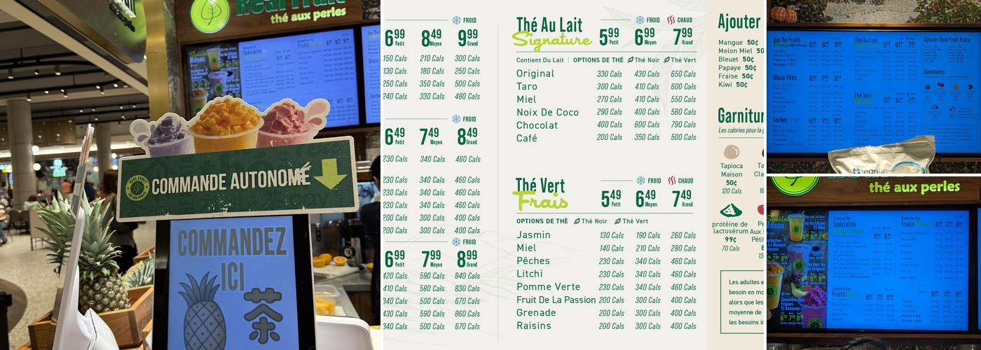 Real Fruit Bubble Tea Menu