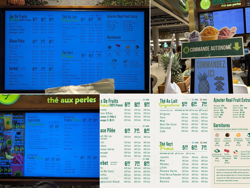 Real Fruit Bubble Tea Menu