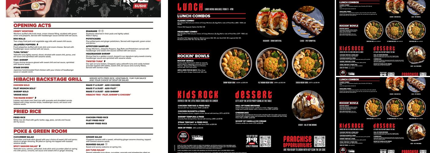 Rock n Roll Sushi Menu