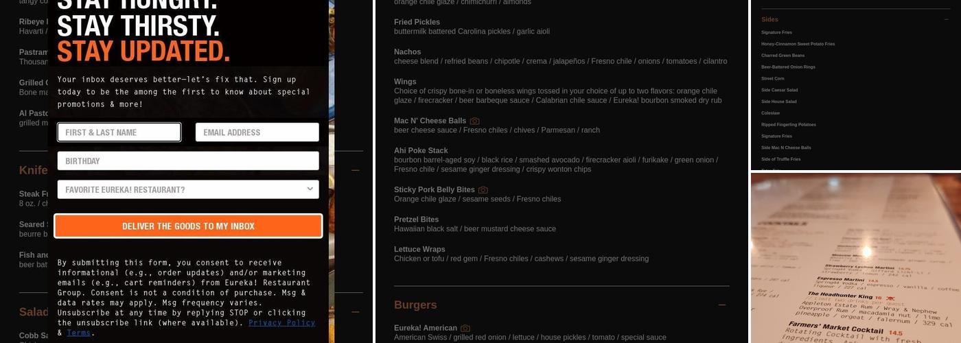 Eureka! Ontario Menu
