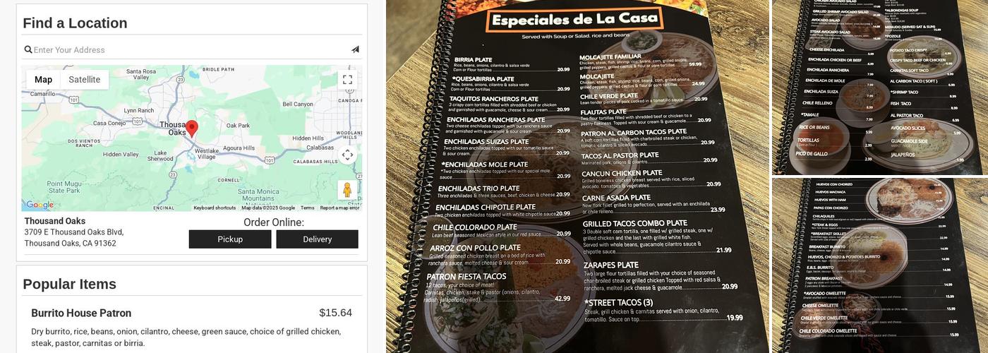 Patron Mexican Bar & Grill Menu