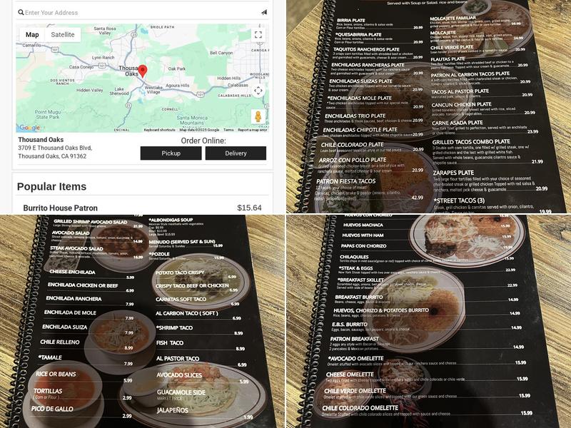 Patron Mexican Bar & Grill Menu