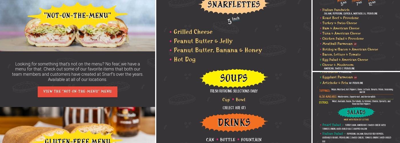 Snarf's Sandwiches Menu