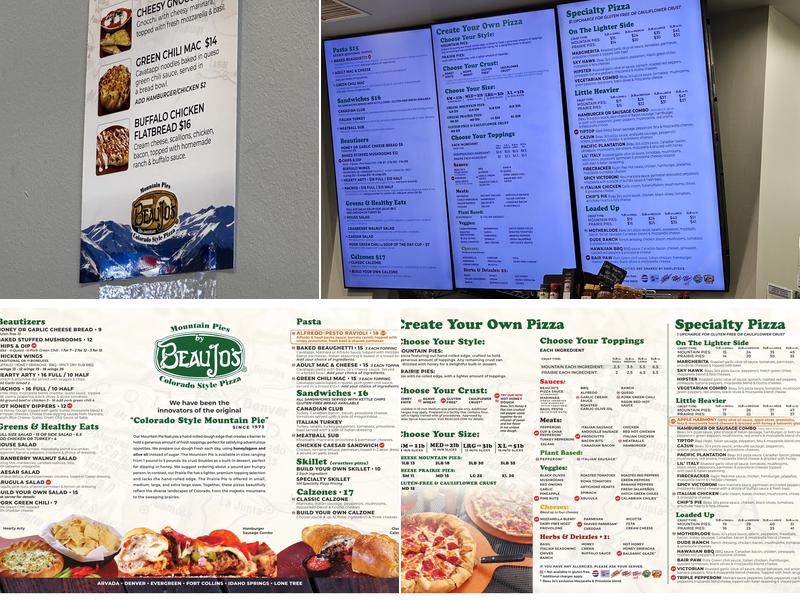 Beau Jo's Pizza Lone Tree Menu