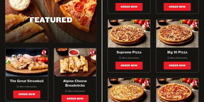 Simple Simon's Pizza Menu