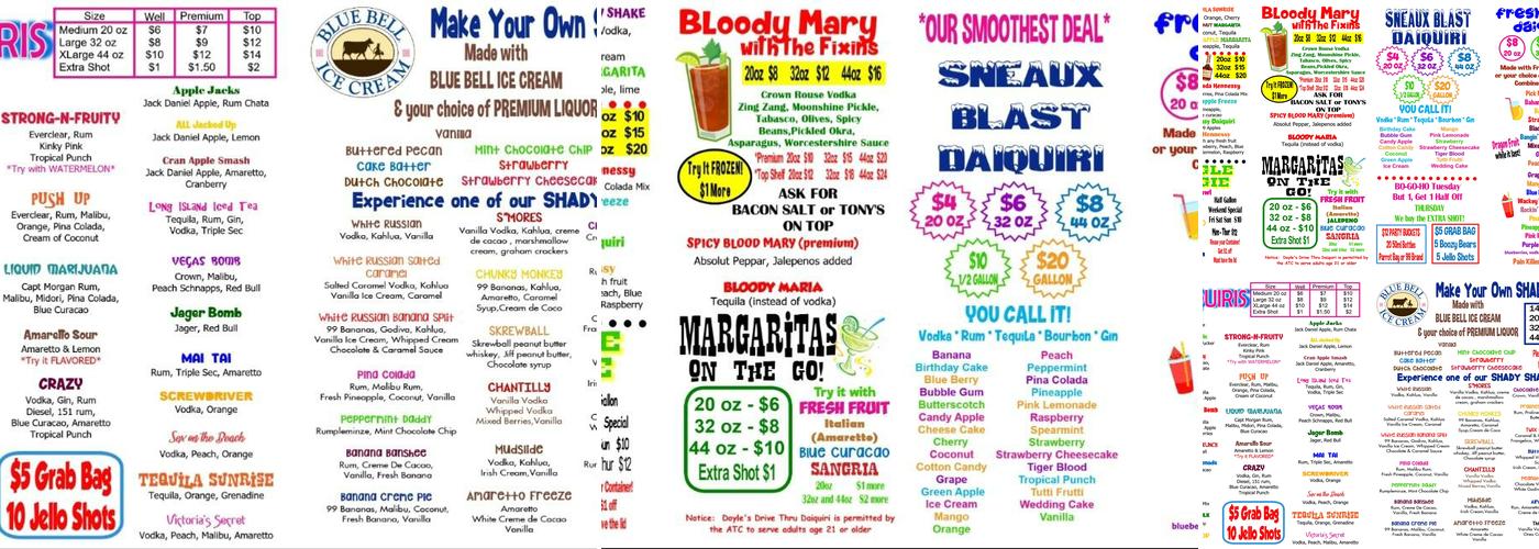 Doyle's Drive Thru Daiquris Menu