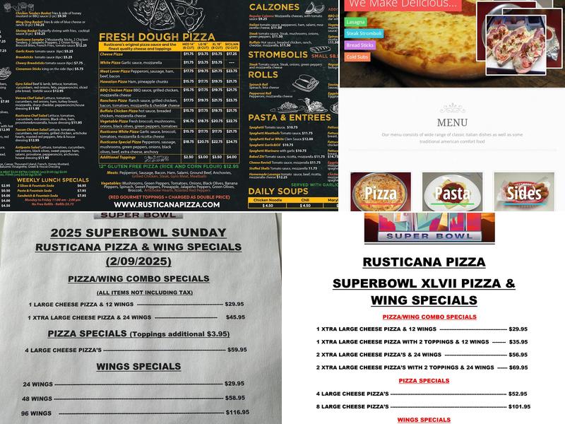 Rusticana Pizza Menu